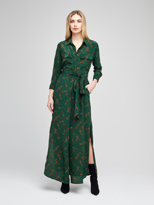 long silk shirt dress