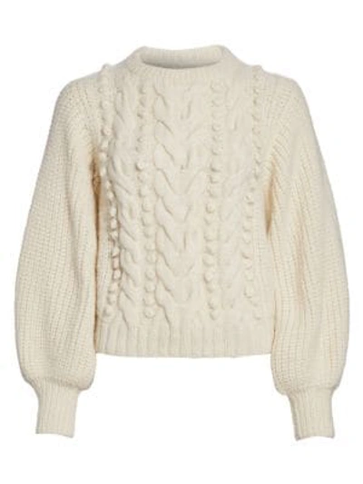Shop Eleven Six Charlotte Puff Sleeve Mixed-knit Sweater In Ivory