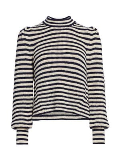 Shop Eleven Six Mia Stripe Baby Alpaca Sweater In Ivory Navy Stripe