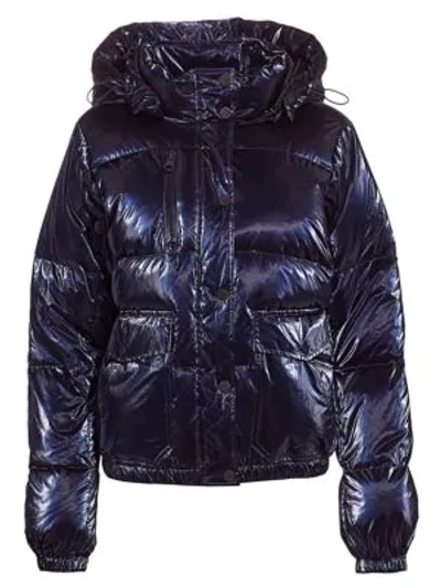 Shop Blanc Noir Mont Blanc Hooded Puffer Jacket In Blue