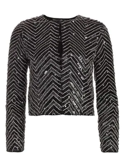 Shop Alice And Olivia Kidman Embellished Boxy Jacket In Black