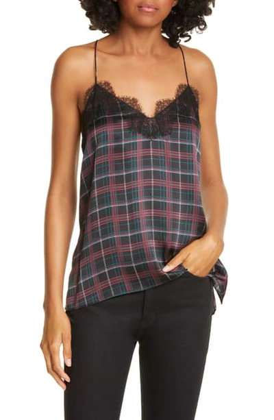 Shop Cami Nyc The Racer Snake Print Silk Camisole In Tartan Plaid