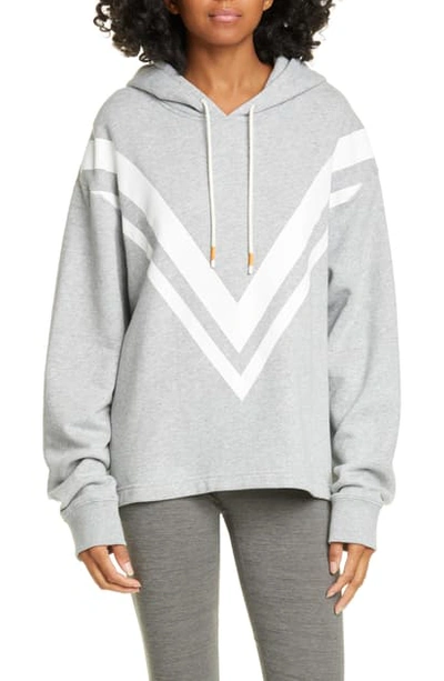 Shop Tory Sport Chevron French Terry Hoodie In Medium Grey Heather