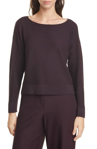 Shop Eileen Fisher Ballet Neck Boxy Sweater In Cassis