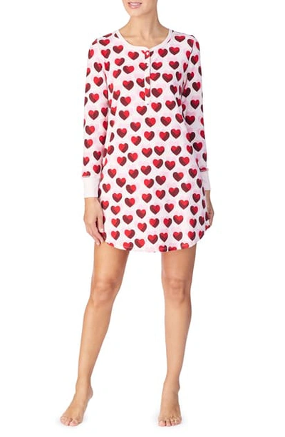 Shop Kate Spade Brushed Jersey Print Sleep Shirt In Double Hearts
