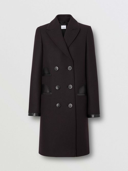lambskin trim wool cashmere blend tailored coat
