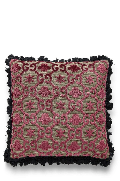 Pre-owned Gucci Pink Gg Jacquard Cushion