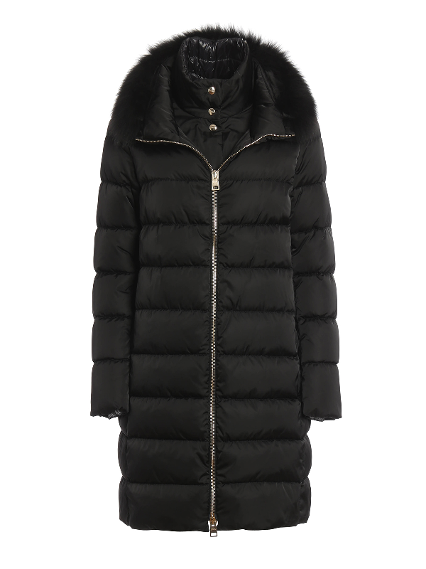 Herno Fur Insert Detailed Padded Coat In Black | ModeSens