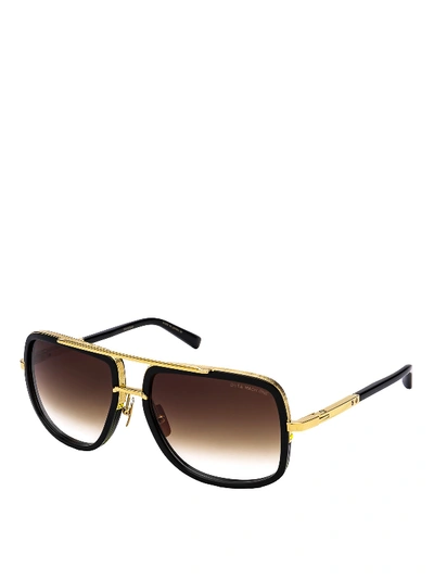 Shop Dita Titanium Geometric Sunglasses In Black