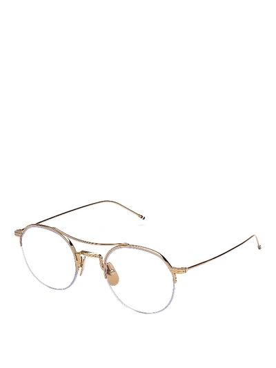 Shop Thom Browne Gold Half Frame Glasses