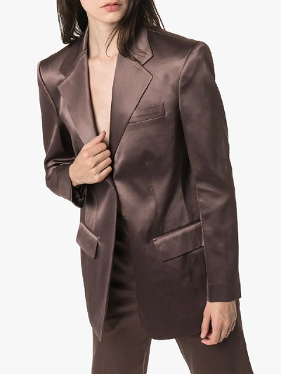 Shop We11 Done We11done  Single-breasted Satin Blazer In Brown