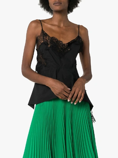 Shop Marques' Almeida Lace Trim Asymmetric Camisole In Black