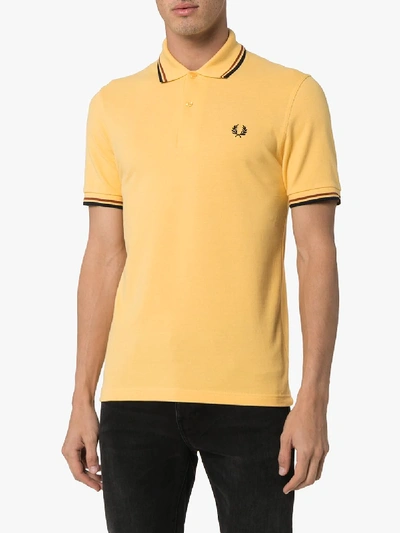 Shop Fred Perry Stripe Trim Polo Shirt In Yellow