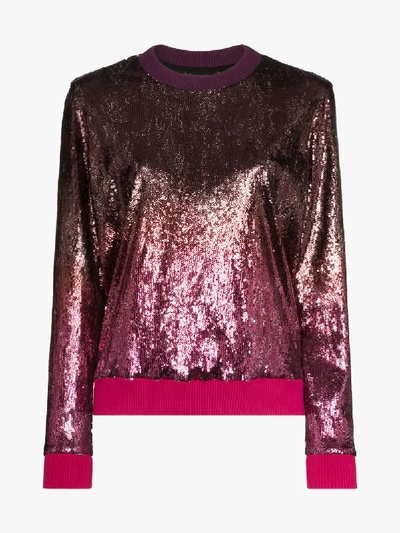 Shop Mary Katrantzou Magpie Sequin Ombré Sweatshirt In Pink