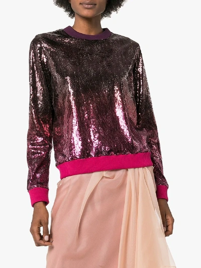 Shop Mary Katrantzou Magpie Sequin Ombré Sweatshirt In Pink