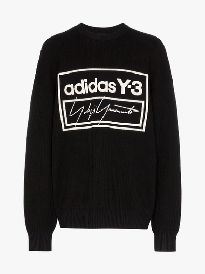 Shop Y-3 Logo Tech Knit Sweater In Black