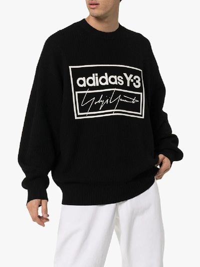 Shop Y-3 Logo Tech Knit Sweater In Black