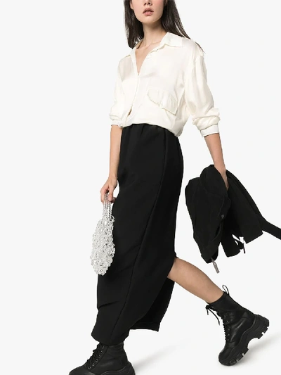 Shop Ann Demeulemeester Utility Satin Shirt In Neutrals