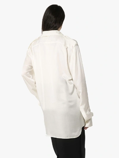 Shop Ann Demeulemeester Utility Satin Shirt In Neutrals