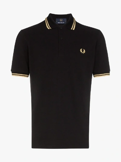 Shop Fred Perry Stripe Trim Polo Shirt In Black