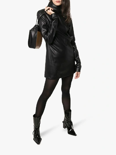 Shop We11 Done We11done Faux Leather Mini Dress In Black