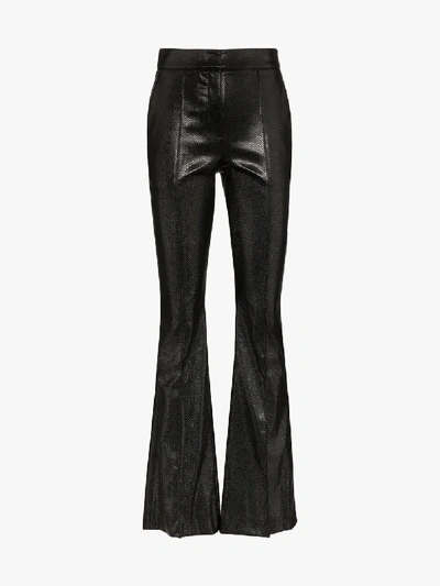 Shop We11 Done We11done Snake Print Faux Leather Flared Trousers In Black