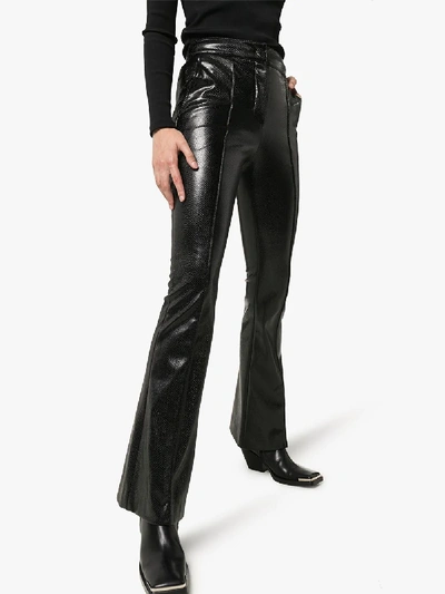 Shop We11 Done We11done Snake Print Faux Leather Flared Trousers In Black