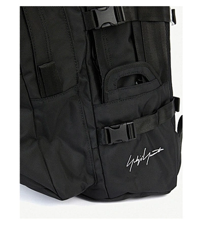 Shop Yohji Yamamoto New Era Logo-embroidered Canvas Backpack In Black