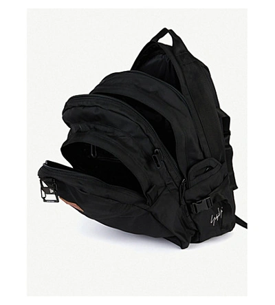 Shop Yohji Yamamoto New Era Logo-embroidered Canvas Backpack In Black