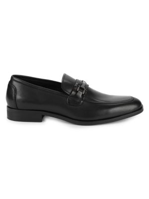 steve madden black leather slip ons