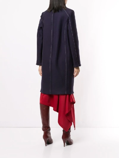 Shop Marni Front Button Coat In Blue