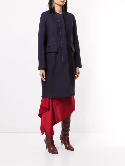 Shop Marni Front Button Coat In Blue