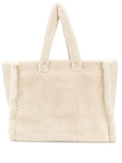 Shop Stand Studio Lola Faux-shearling Tote Bag In Neutrals