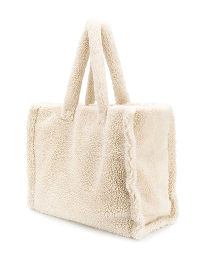 Shop Stand Studio Lola Faux-shearling Tote Bag In Neutrals