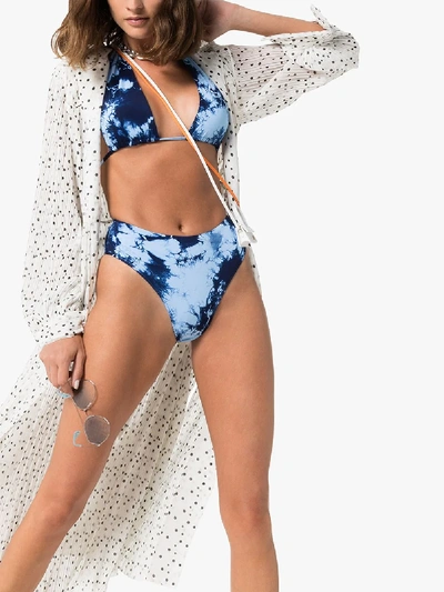 Shop Frankie S Bikinis X Sofia Richie Jordan Tie-dye Bikini Top In Blue