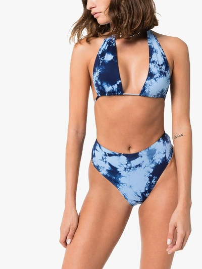 Shop Frankie S Bikinis X Sofia Richie Jordan Tie-dye Bikini Top In Blue