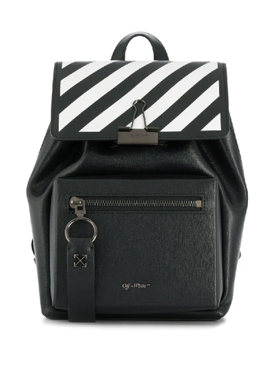 Shop Off-white Striped Clip Backpack In Black