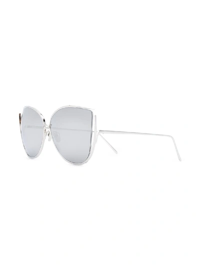Shop Linda Farrow Flyer Tinted Sunglasses In Silver