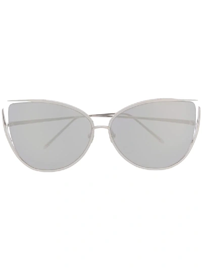 Shop Linda Farrow Flyer Tinted Sunglasses In Silver