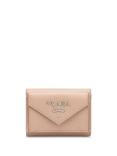 Shop Prada Logo-plaque Envelope Wallet In Pink