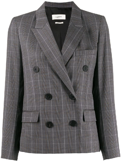 Shop Isabel Marant Étoile Double-breasted Plaid Blazer In Grey