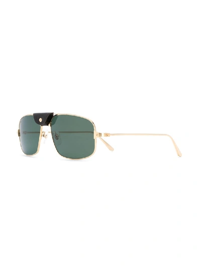Shop Cartier Santos De  Rectangular-frame Sunglasses In Gold