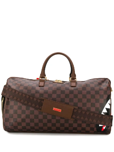 Shop Sprayground Two Tone Print Duffle Bag In Brown
