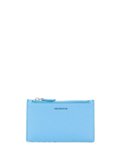 Shop Balenciaga Ville Card Holder In 4870 Soft Blue