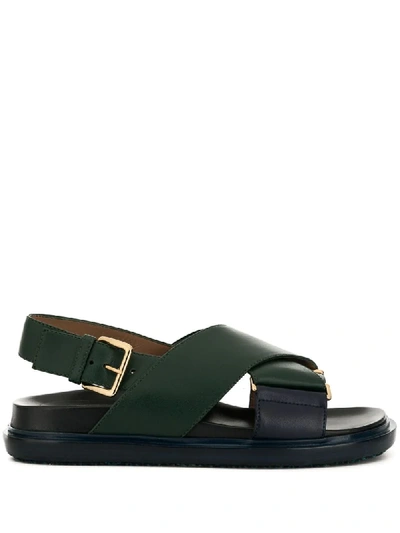 Shop Marni Fussbett Sandals In Green