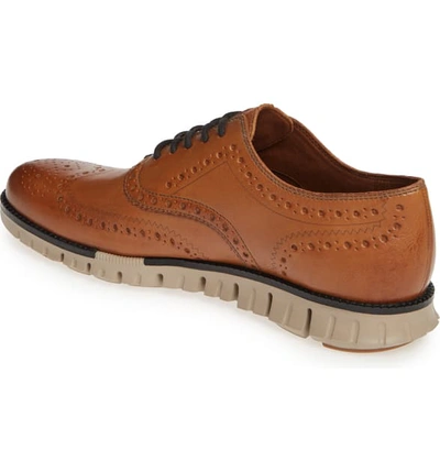 Shop Cole Haan Zerogrand Wingtip Derby In Burnished British Tan Leather
