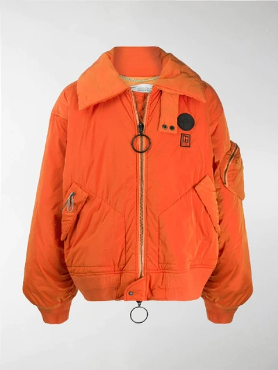 Shop Off-white Oversized Bomber Jacket In Orange