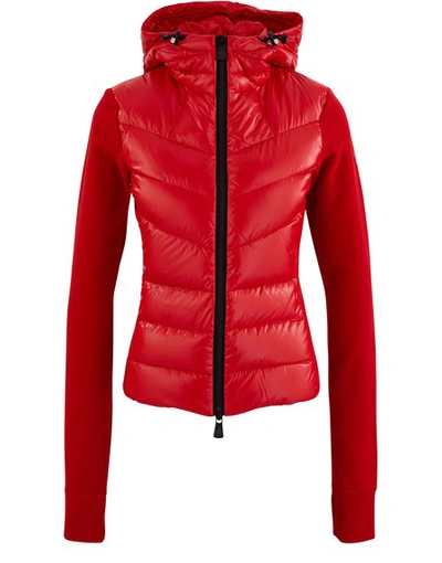 Shop Moncler Down Cardigan In Red