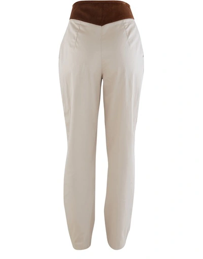 Shop A Cheval Pampa Gato Trousers In Beige (w/brown Waist)