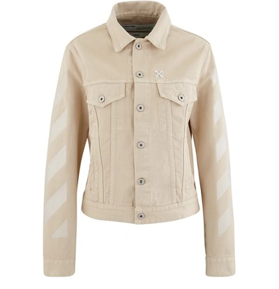 Shop Off-white Diag Denim Jacket In Cream